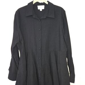 Large Pomander Place Classic Black Peplum Top NWOT